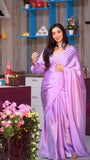 1-Min Satin Ready To Wear Saree With Blouse Piece  women's fashion mart