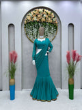 Blue colour ready to wear lehenga saree -Georgette Saree Blue women's fashion mart