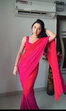 Rani Pink Color 1-Min Georgette Ready To Wear Saree With Blouse Piece -Ready to Wear Saree Default Title women's fashion mart