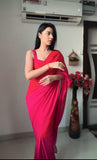 Rani Pink Color 1-Min Georgette Ready To Wear Saree With Blouse Piece -Ready to Wear Saree Default Title women's fashion mart