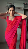 Rani Pink Color 1-Min Georgette Ready To Wear Saree With Blouse Piece -Ready to Wear Saree Default Title women's fashion mart