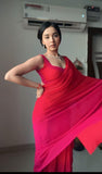 Rani Pink Color 1-Min Georgette Ready To Wear Saree With Blouse Piece -Ready to Wear Saree Default Title women's fashion mart