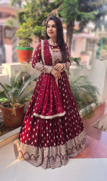 Occasion Wear Maroon Color Beautiful Work Lehenga Choli -DesignerLehenga Default Title women's fashion mart