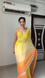 Yellow and Orange Colour 1-Min Georgette Ready To Wear Saree With Blouse Piece -Ready to Wear Saree Default Title women's fashion mart