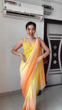 Yellow and Orange Colour 1-Min Georgette Ready To Wear Saree With Blouse Piece -Ready to Wear Saree Default Title women's fashion mart