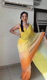 Yellow and Orange Colour 1-Min Georgette Ready To Wear Saree With Blouse Piece -Ready to Wear Saree Default Title women's fashion mart