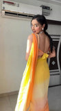 Yellow and Orange Colour 1-Min Georgette Ready To Wear Saree With Blouse Piece -Ready to Wear Saree Default Title women's fashion mart
