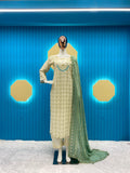 Glorious White Sequence Work Suit With Pista Green Dupatta -AnarkaliSuit M women's fashion mart