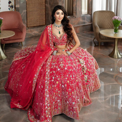 Designer Pink Color Bridal Lehenga Choli  women's fashion mart