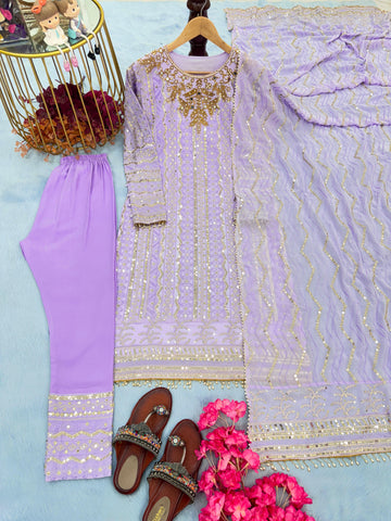 Superhit  Embroidery Sequence Work Onion Color Anarkali Suit  women's fashion mart