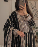 Captivating Embroidery Work Black Color Anarkali Suit  women's fashion mart