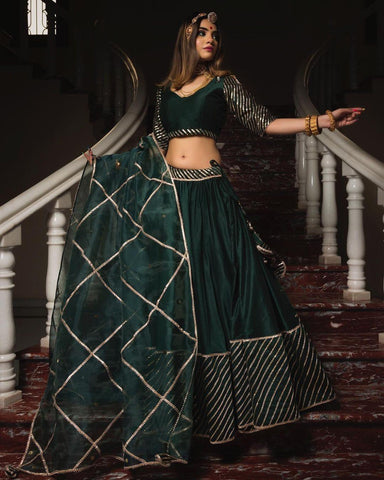 Beautiful Gotta Patti Work Rama Color Lehenga Choli  women's fashion mart