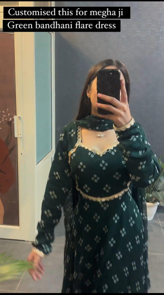 Glorious Digital Print Green Color Gown  women's fashion mart
