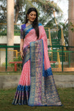 Flattering  Bandhej Kanjivaram Silk Peach Color Saree  women's fashion mart
