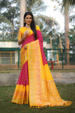 Flattering  Bandhej Kanjivaram Silk Yellow Color Saree  women's fashion mart