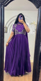 Demanding Embroidered Work Blue Color Gown  women's fashion mart