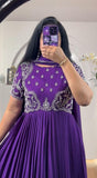 Demanding Embroidered Work Blue Color Gown  women's fashion mart