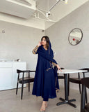 Wonderful Sleeve Work Navy Blue Color Anarkali Suit  women's fashion mart