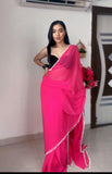 Beautiful Pink Color Ready To Wear Saree  women's fashion mart