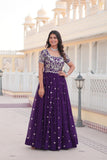 Captivating Embroidered Purple Color Gown