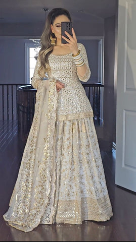 Decent White Color Sequence Embroidery Work Lehenga Suit -DesignerLehenga M women's fashion mart