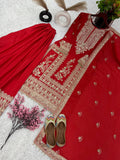 Mesmerizing  Embroidery Work Red Color Sharara Suit