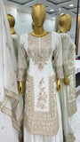 Mesmerizing  Embroidery Work White Color Sharara Suit