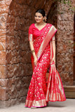 Amazing Pink Color Silver Jari Design Silk Saree