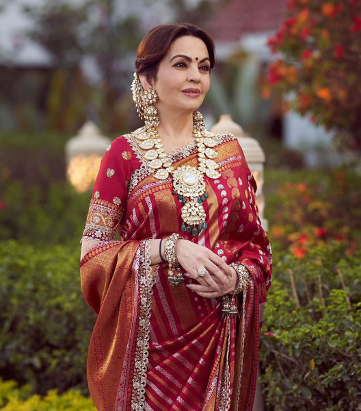 Kanjivaram Rich Pallu And Jacquard Work On All Over The Soft Silk Saree  women's fashion mart