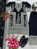Mesmerizing  Embroidery Work Black Color Sharara Suit
