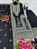 Mesmerizing  Embroidery Work Black Color Sharara Suit