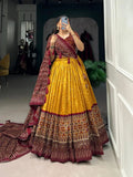 Elegant Bandhej And Ajrakh Printed Silk Lehenga Choli - women's fashion mart