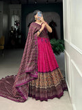 Elegant Bandhej And Ajrakh Printed Silk Lehenga Choli - women's fashion mart