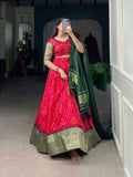Zari Weaved Viscos Silk Lehenga Choli -Lehenga Choli Red / XS women's fashion mart