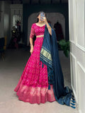 Zari Weaved Viscos Silk Lehenga Choli -Lehenga Choli Pink / XS women's fashion mart