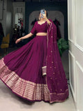 Amazing Pure Chanderi Embellished Lehenga Choli -Lehenga Choli Wine / XS women's fashion mart