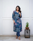 💃Enjoy New Floral Kurta Pant set with amazing lace Work ❤️ (WACD02)  women's fashion mart