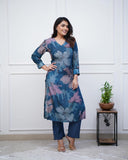 💃Enjoy New Floral Kurta Pant set with amazing lace Work ❤️ (WACD02)  women's fashion mart