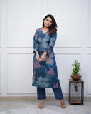 💃Enjoy New Floral Kurta Pant set with amazing lace Work ❤️ (WACD02)  women's fashion mart
