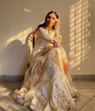 White Cream Colour Embroidery Work Sharara Palazzo Suit -Designer Suit M / White women's fashion mart