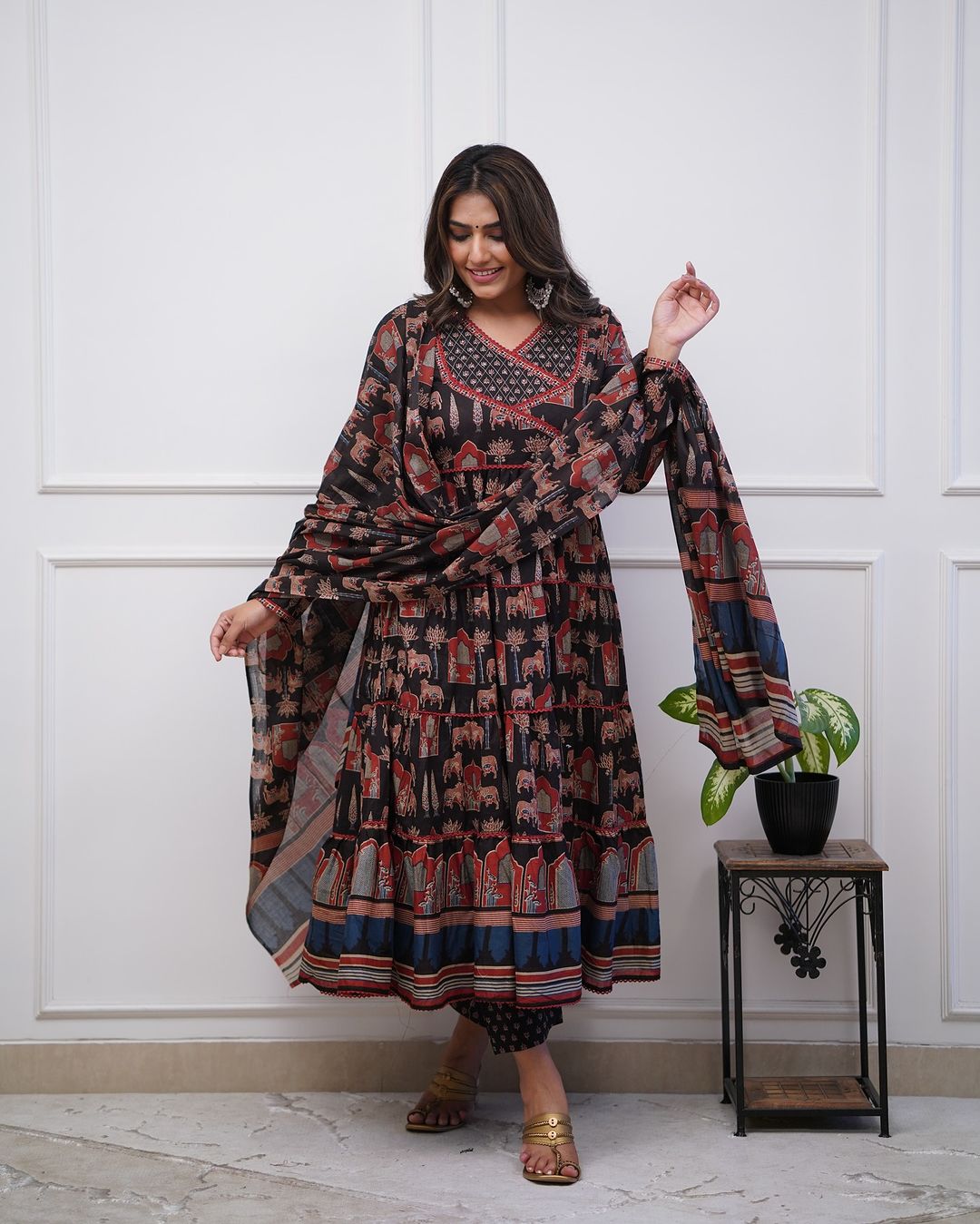 Launching Super Cool, Comfortable And Stylish Pure Cotton Suit Cum Gown Set Which Is Beautifully Decorated With Intricate Hand Work, Jari Work And Lace Detailing In Neck(WARED270)  women's fashion mart