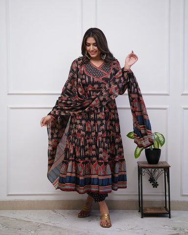 Launching Super Cool, Comfortable And Stylish Pure Cotton Suit Cum Gown Set Which Is Beautifully Decorated With Intricate Hand Work, Jari Work And Lace Detailing In Neck(WARED270)  women's fashion mart