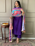 Vibrant Mirror Silk Dupatta Cotton Kurta Set - XXL women's fashion mart
