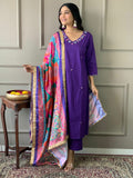 Vibrant Mirror Silk Dupatta Cotton Kurta Set - XXL women's fashion mart