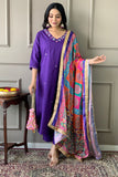 Vibrant Mirror Silk Dupatta Cotton Kurta Set - XXL women's fashion mart