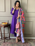 Vibrant Mirror Silk Dupatta Cotton Kurta Set - XXL women's fashion mart