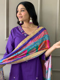 Vibrant Mirror Silk Dupatta Cotton Kurta Set - XXL women's fashion mart