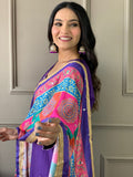Vibrant Mirror Silk Dupatta Cotton Kurta Set - XXL women's fashion mart