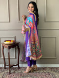 Vibrant Mirror Silk Dupatta Cotton Kurta Set - XXL women's fashion mart