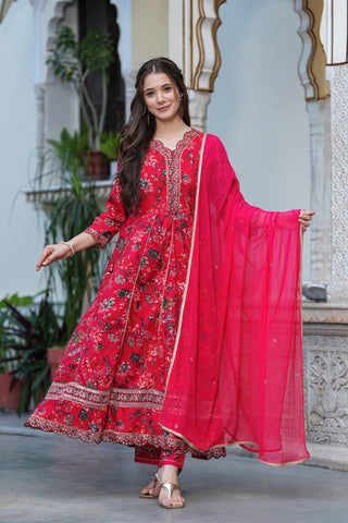 Anarkali Kurta With Heavy Reyon Embroidery Pant With Dupatta - XXL women's fashion mart